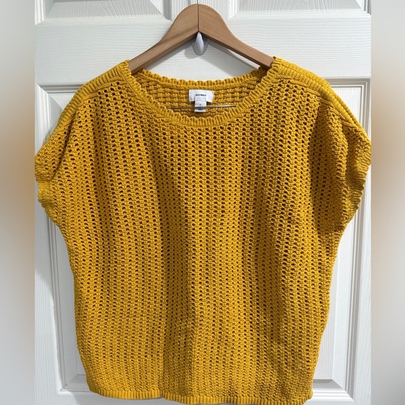 Old Navy Mustard Yellow Short Sleeve Sweater Knit Top Layer Staple - Picture 1 of 6